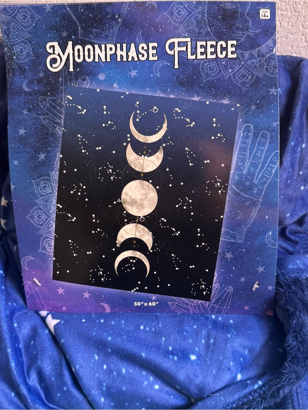 Moonphase Celestial Fleece Throw Blanket 50’’ x 60’’
